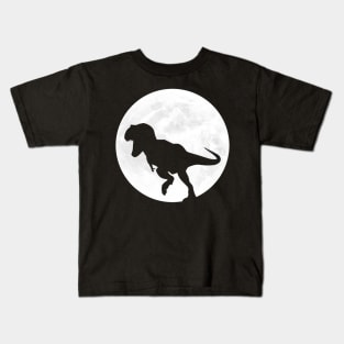 T Rex in Full Moon Kids T-Shirt